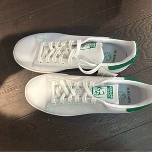 Adidas White Sneakers with Green Details